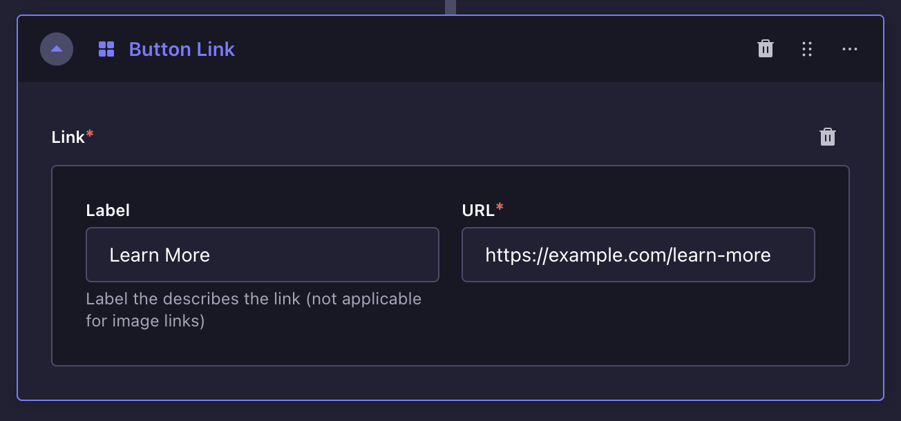 Button link block on Strapi