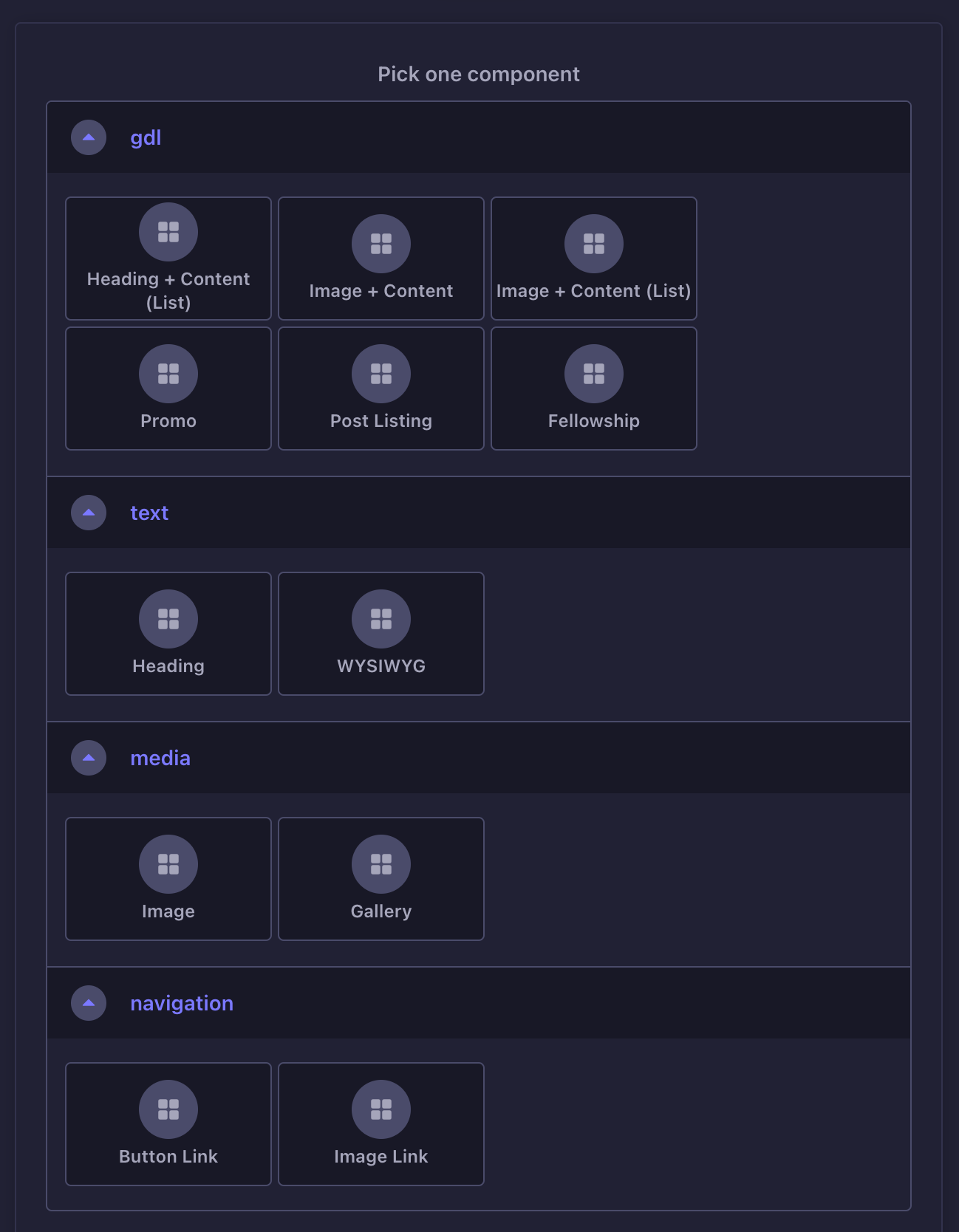 All the content blocks