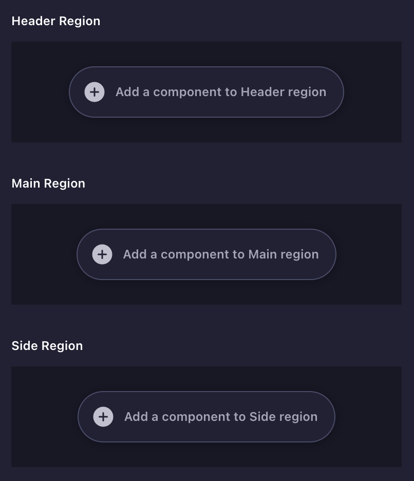 The content region fields/buckets — Header, Main and Side
