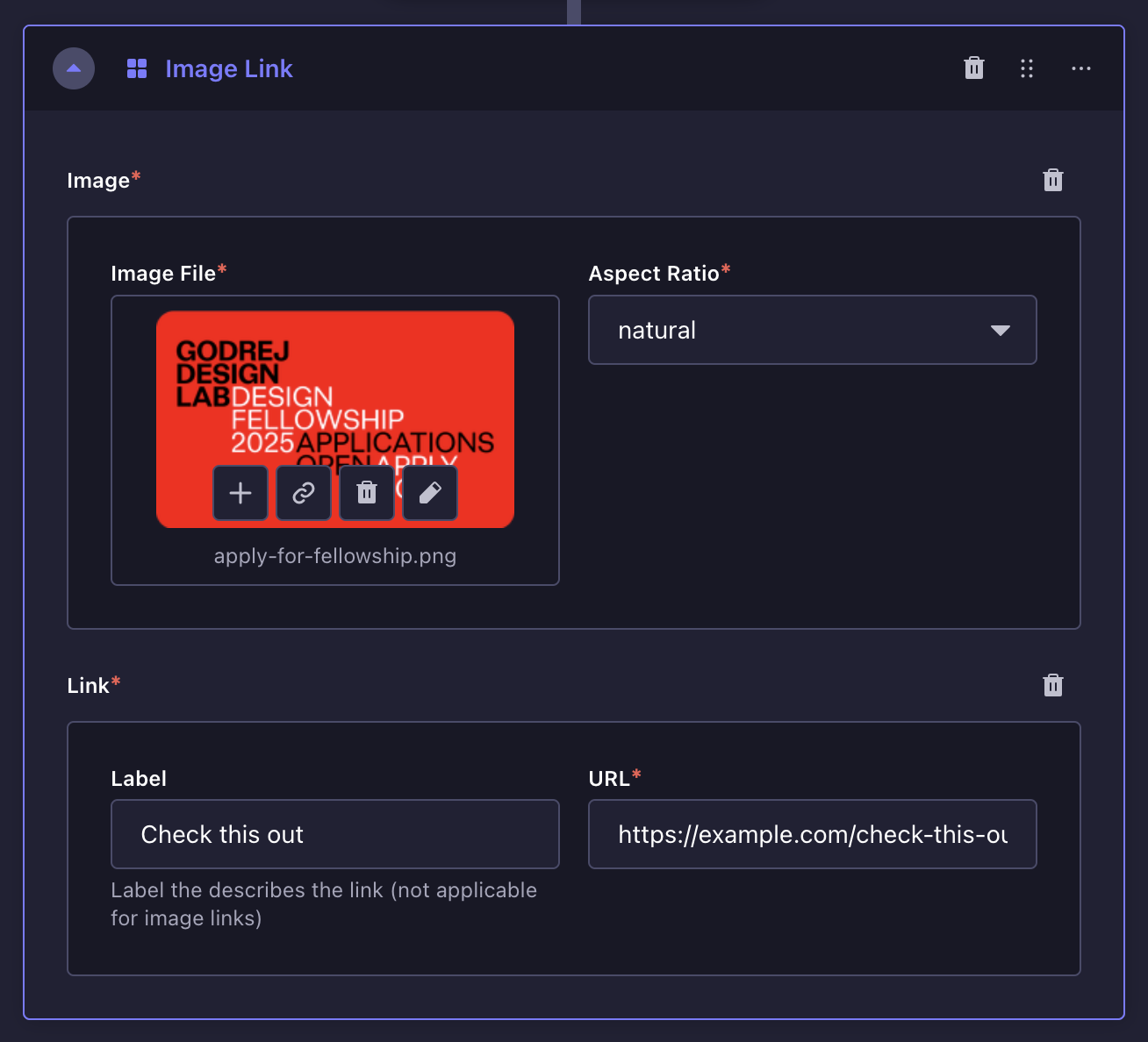 Image link block on Strapi