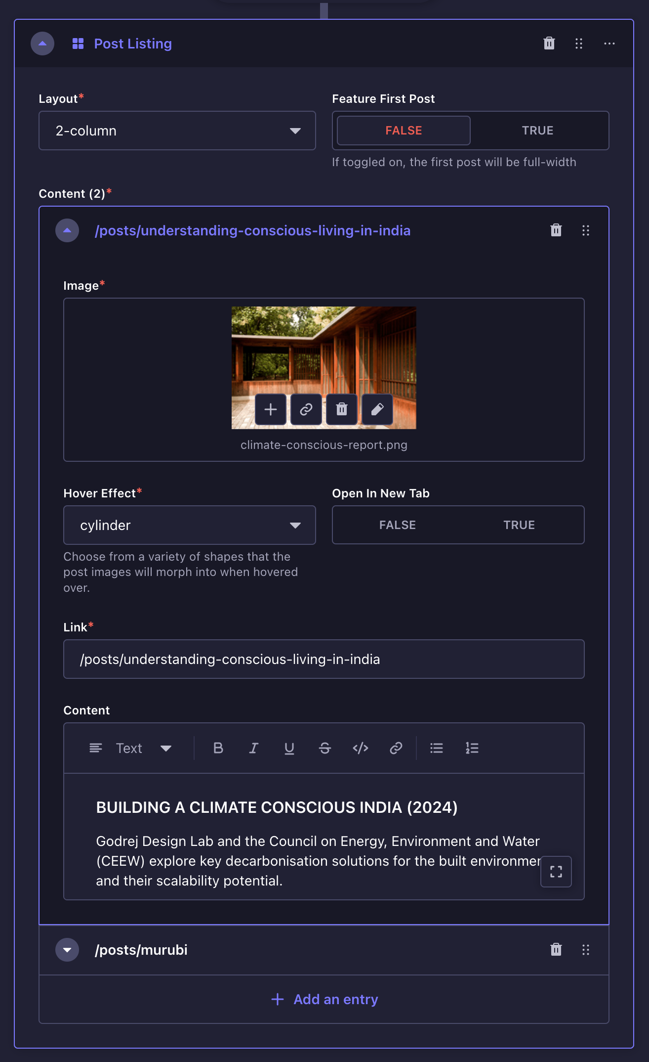 Post listing block on Strapi