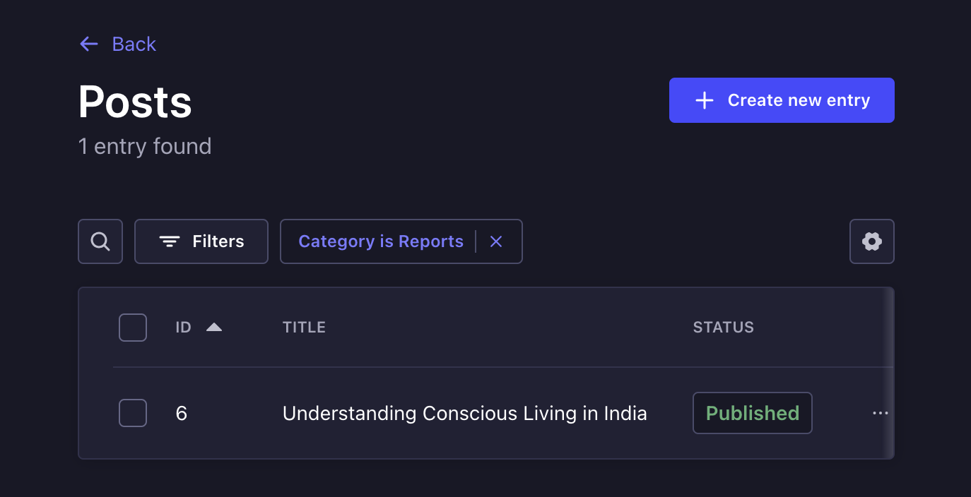 Post listing filtered by category