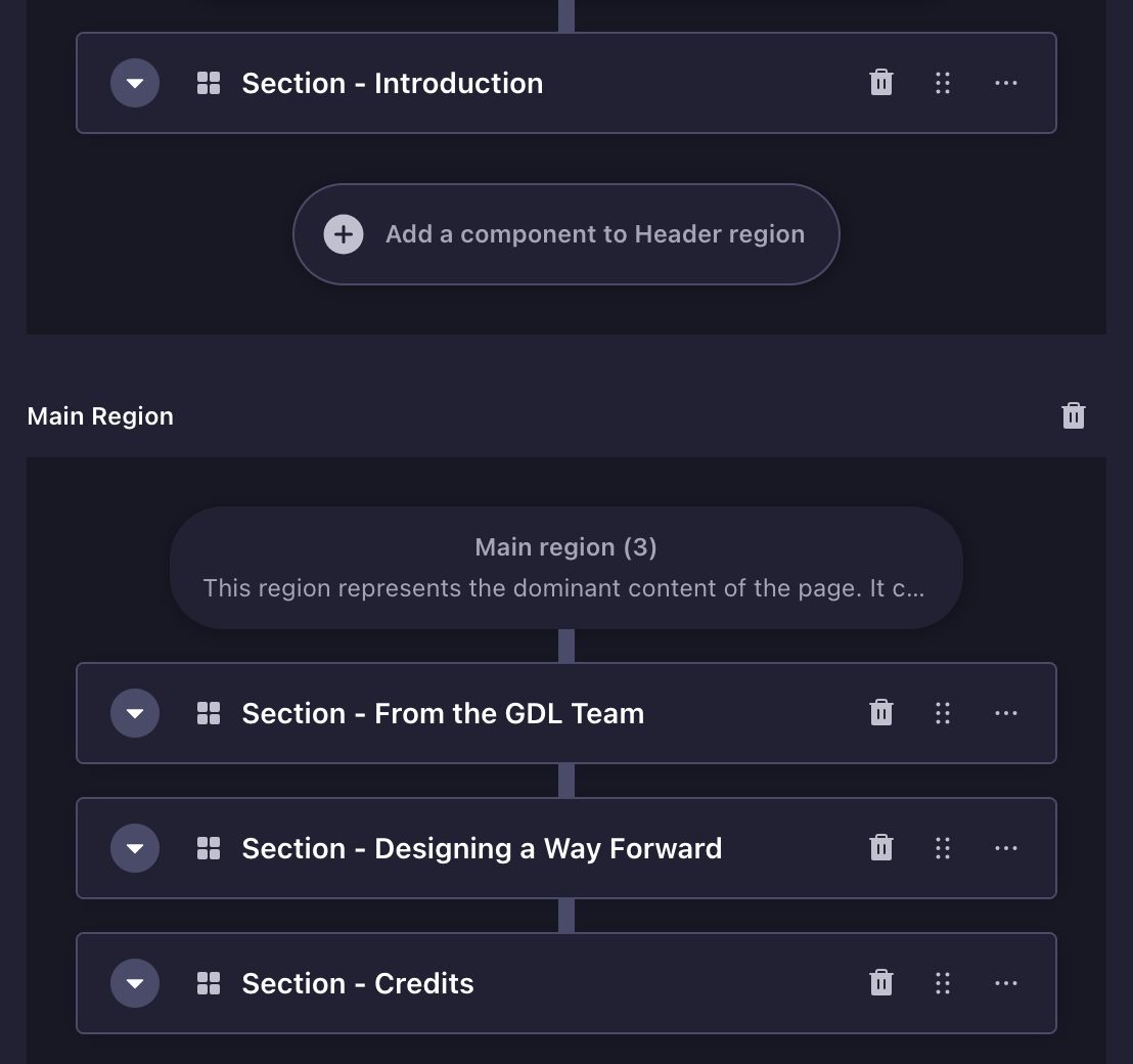 Sections when collapsed can be identified by the title provided